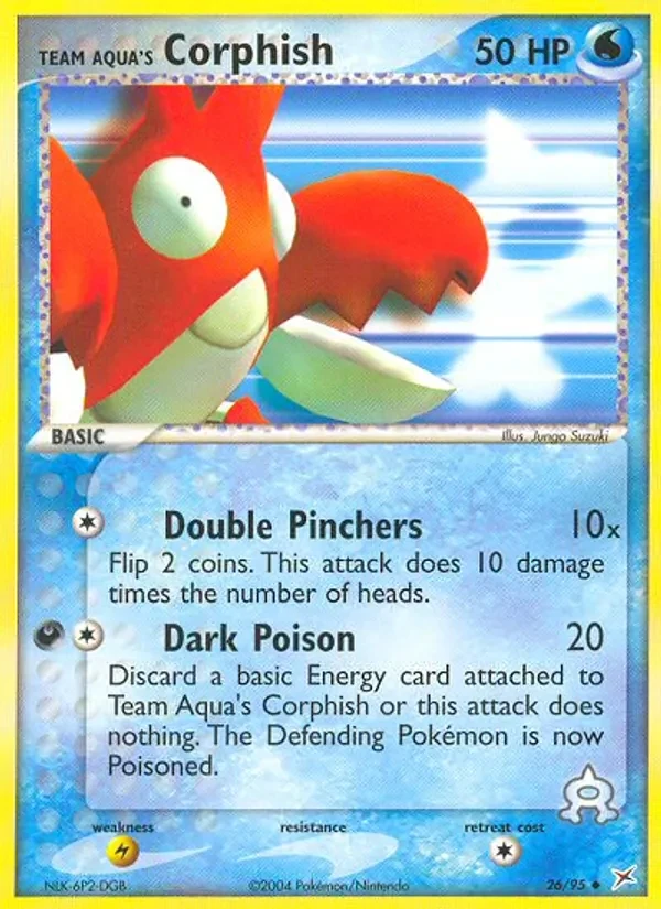 Team Aqua's Corphish 26/95 Team Magma vs Team Aqua Pokémon card