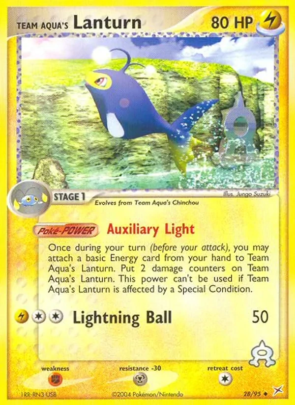 Team Aqua's Lanturn 28/95 Team Magma vs Team Aqua Pokémon card