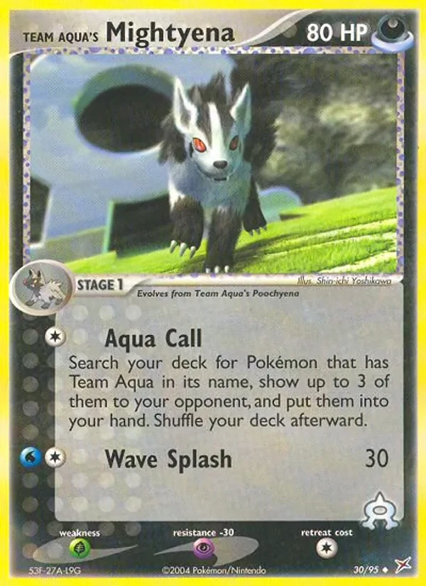 Team Aqua's Mightyena 30/95 Team Magma vs Team Aqua Pokémon card