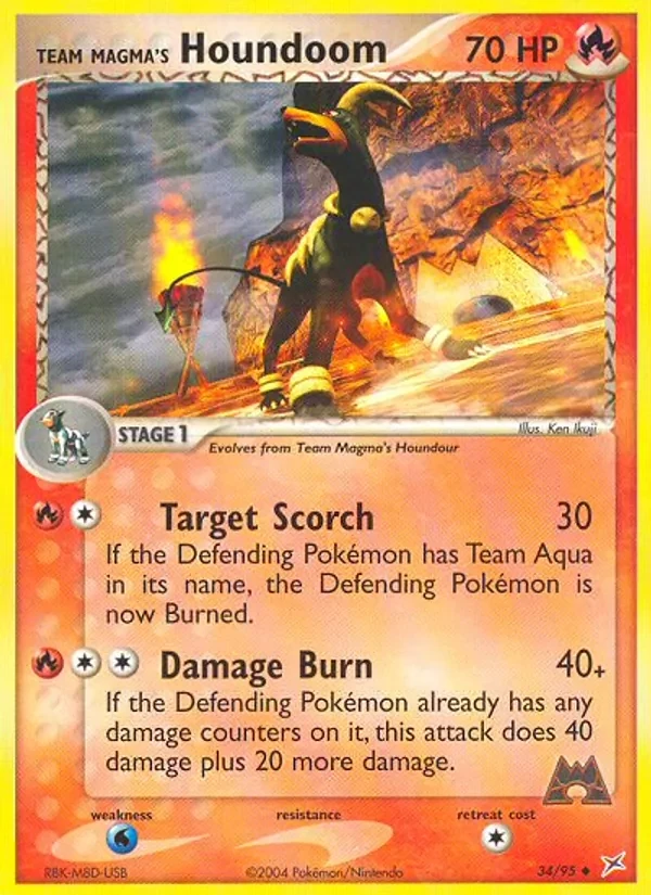 Team Magma's Houndoom 34/95 Team Magma vs Team Aqua Pokémon kaart