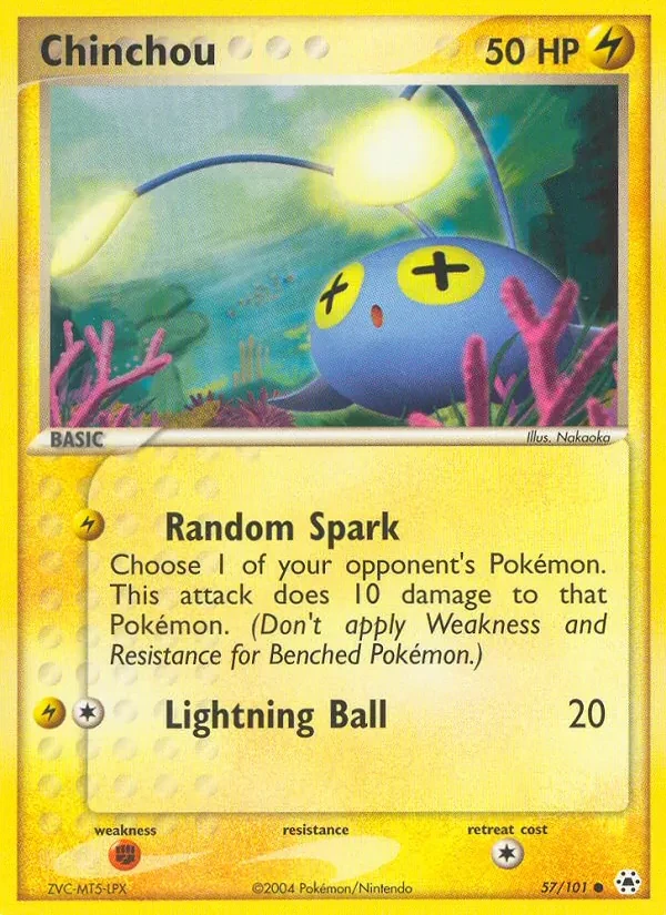 Chinchou 57/101 Hidden Legends Pokémon card