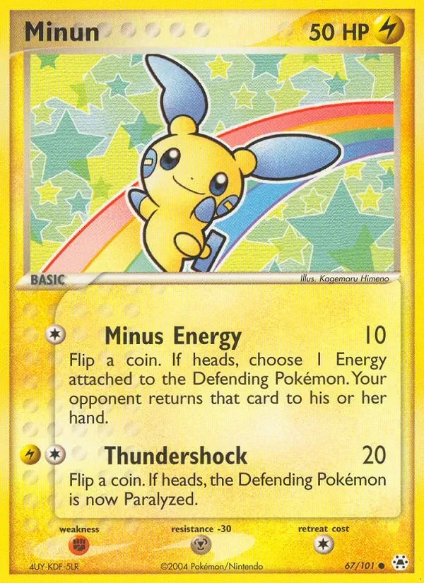 Minun 67/101 Hidden Legends Pokémon card