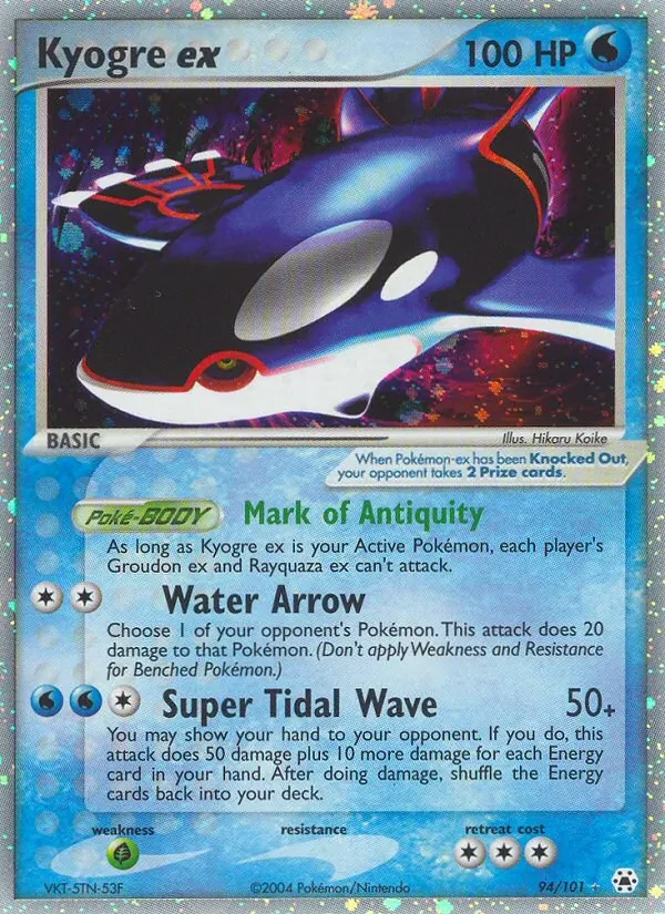 Kyogre ex 94/101 Hidden Legends Pokémon card