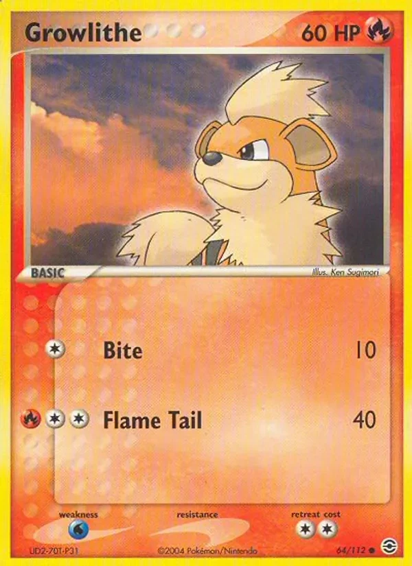 Growlithe 64/112 FireRed & LeafGreen Pokémon card