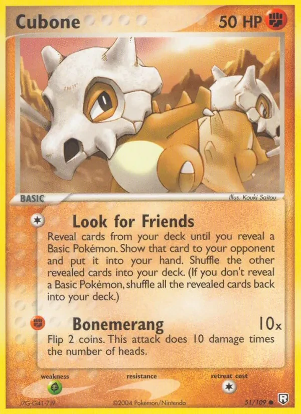 Cubone 51/109 Team Rocket Returns Pokémon card