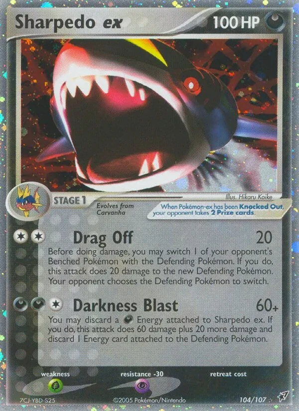 Sharpedo ex 104/107 Deoxys Pokémon card