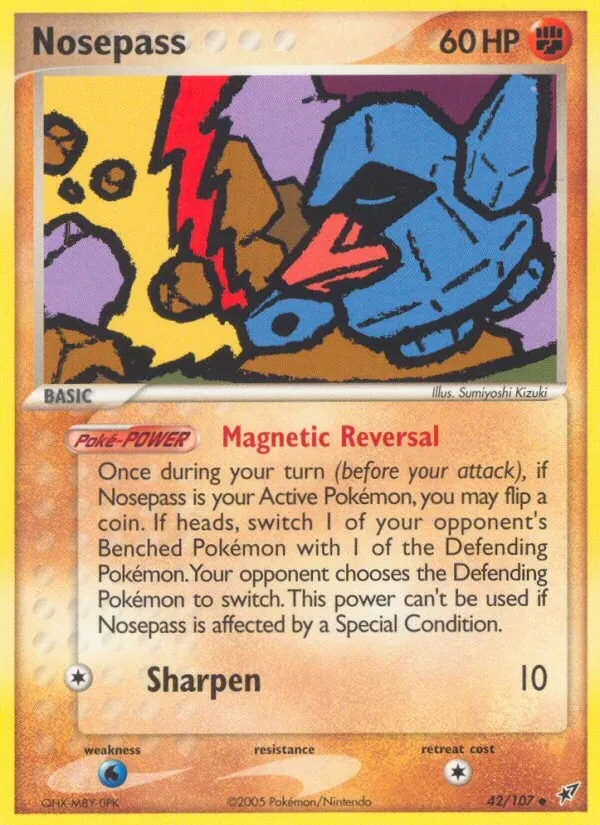 Nosepass 42/107 Deoxys Pokémon card