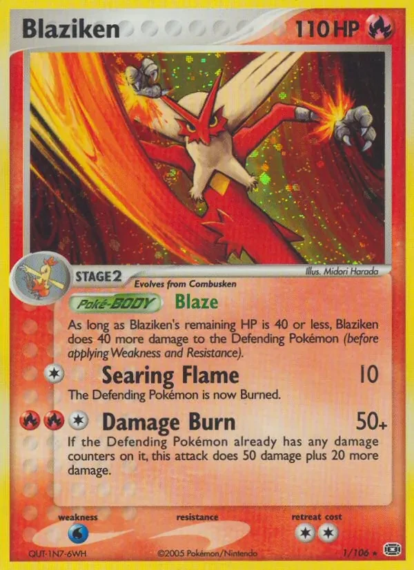 Blaziken 1/106 Emerald Pokémon card