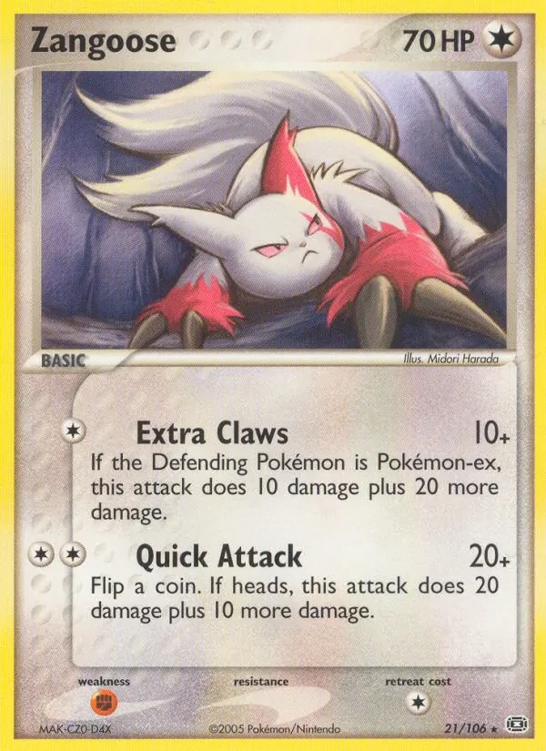 Zangoose 21/106 Emerald Pokémon Karte