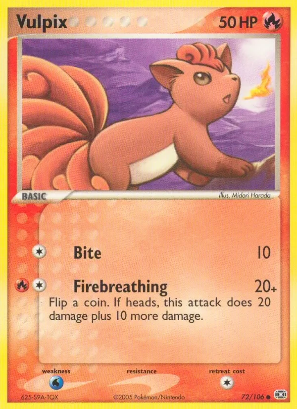 Vulpix 72/106 Emerald Pokémon card