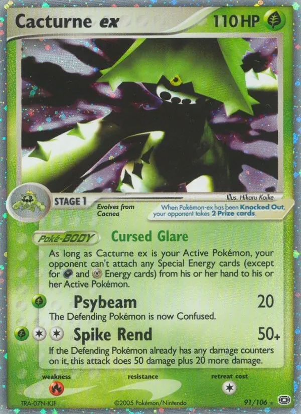 Cacturne ex 91/106 Emerald Pokémon card
