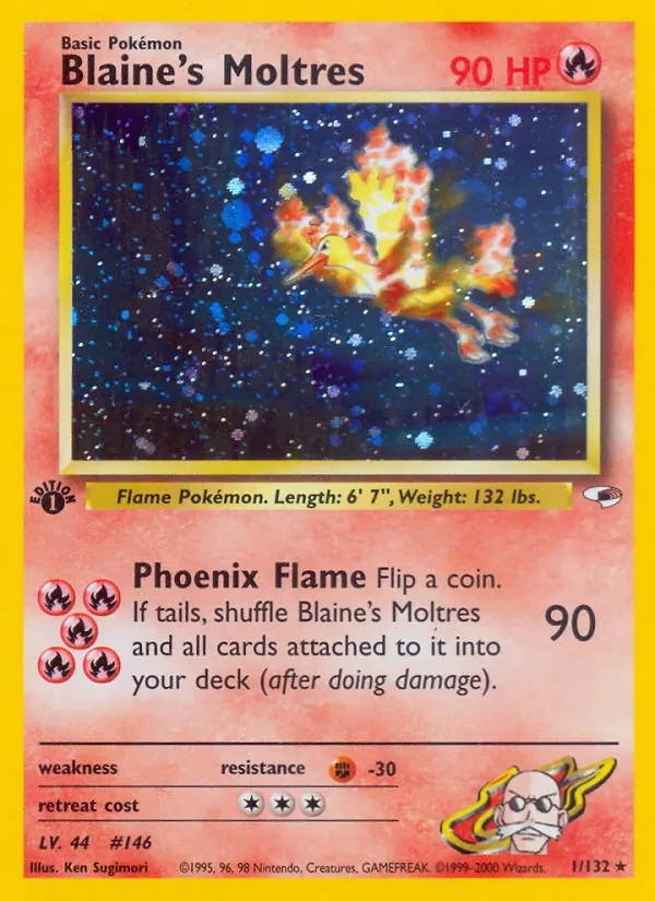 Blaine's Moltres 1/132 Gym Heroes Pokémon card