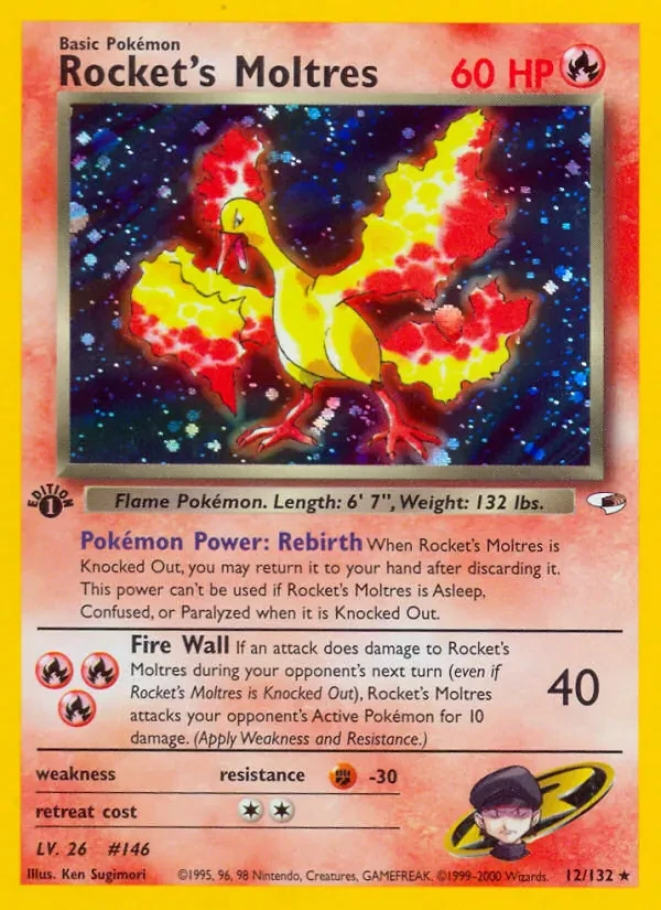 Rocket's Moltres 12/132 Gym Heroes Pokémon card