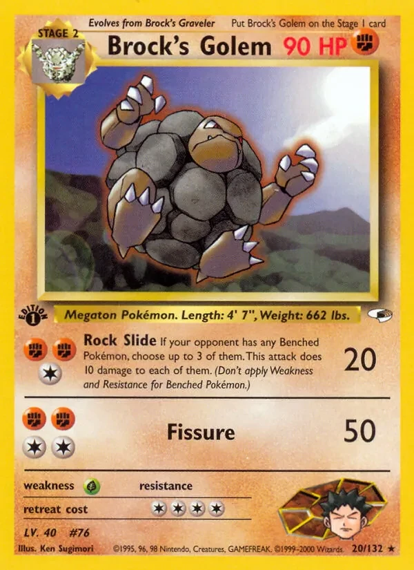 Brock's Golem 20/132 Gym Heroes Pokémon Karte