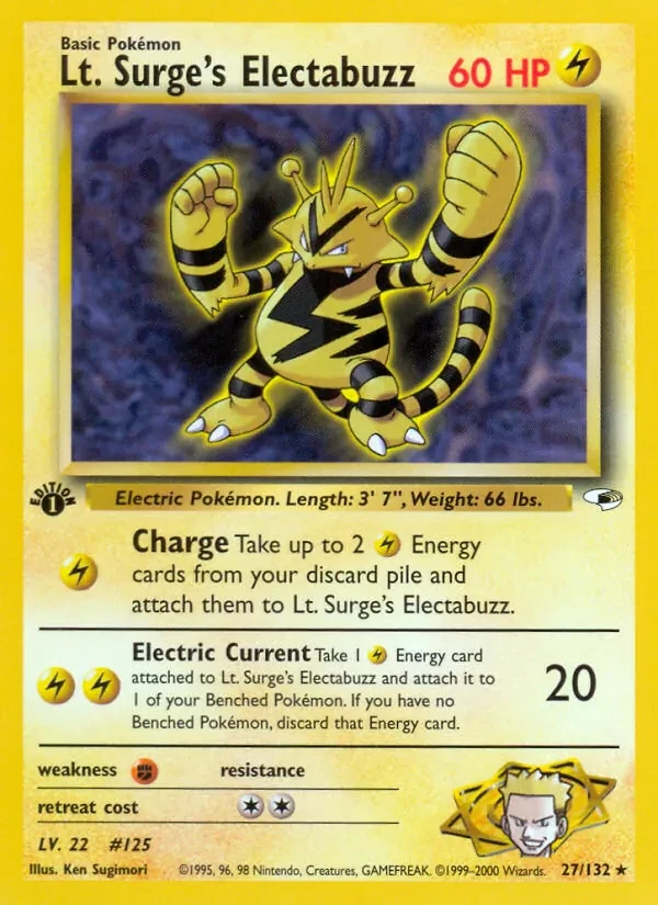 Lt. Surge's Electabuzz 27/132 Gym Heroes Pokémon card