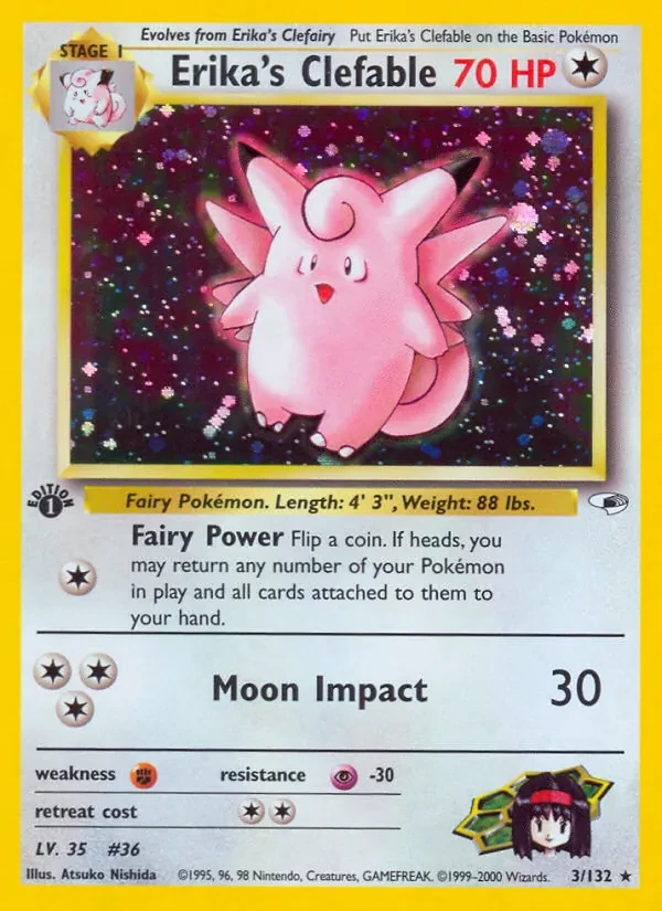 Erika's Clefable 3/132 Gym Heroes Pokémon card