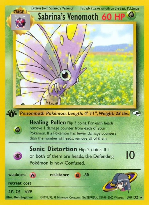 Sabrina's Venomoth 34/132 Gym Heroes Pokémon card