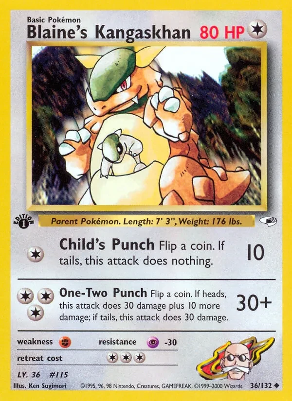 Blaine's Kangaskhan 36/132 Gym Heroes Pokémon Karte