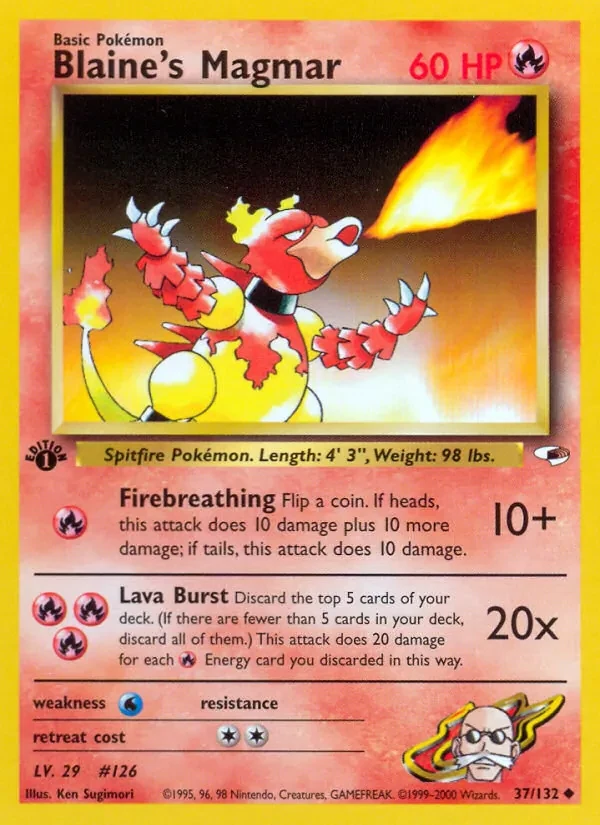 Blaine's Magmar 37/132 Gym Heroes Pokémon card