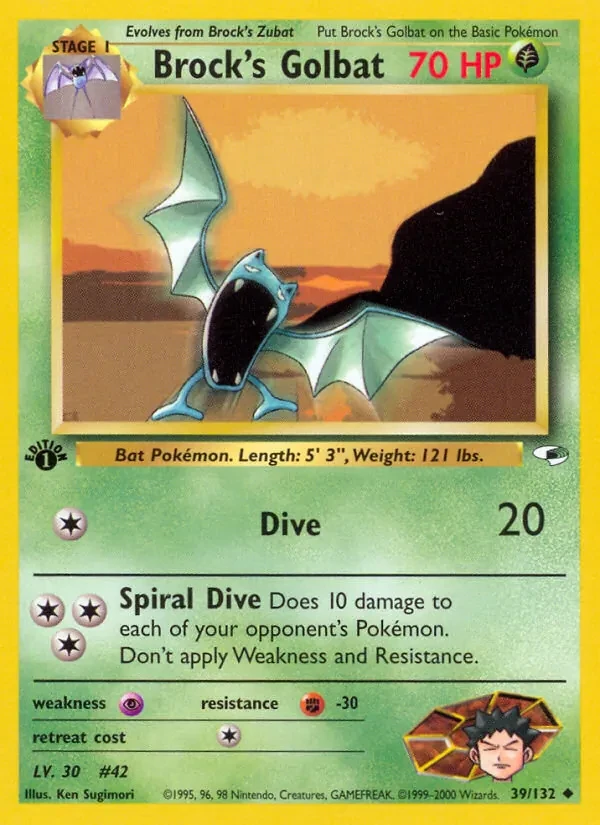 Brock's Golbat 39/132 Gym Heroes Pokémon card