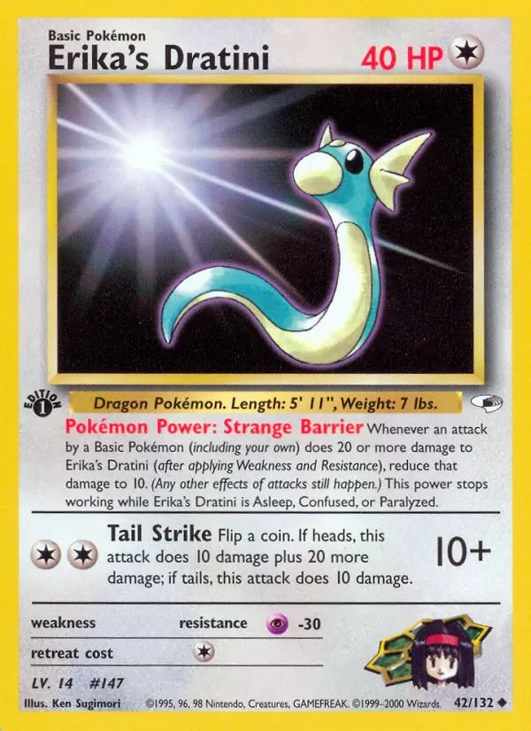 Erika's Dratini 42/132 Gym Heroes Pokémon card