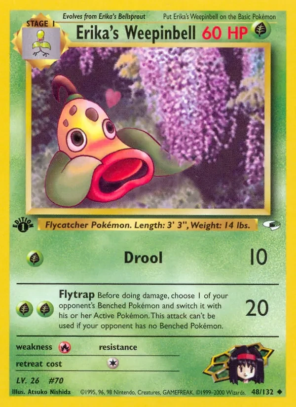 Erika's Weepinbell 48/132 Gym Heroes Pokémon kaart
