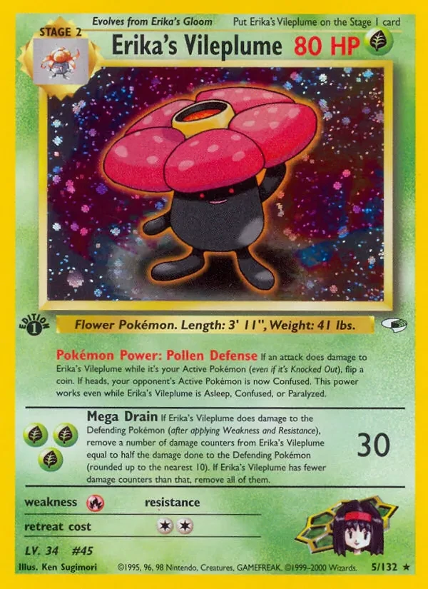 Erika's Vileplume 5/132 Gym Heroes Pokémon card