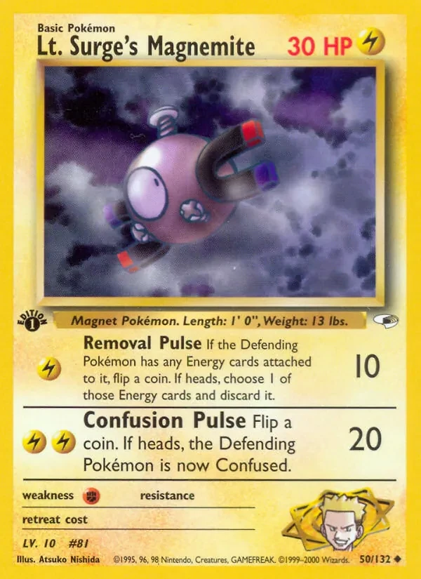 Lt. Surge's Magnemite 50/132 Gym Heroes Pokémon Karte