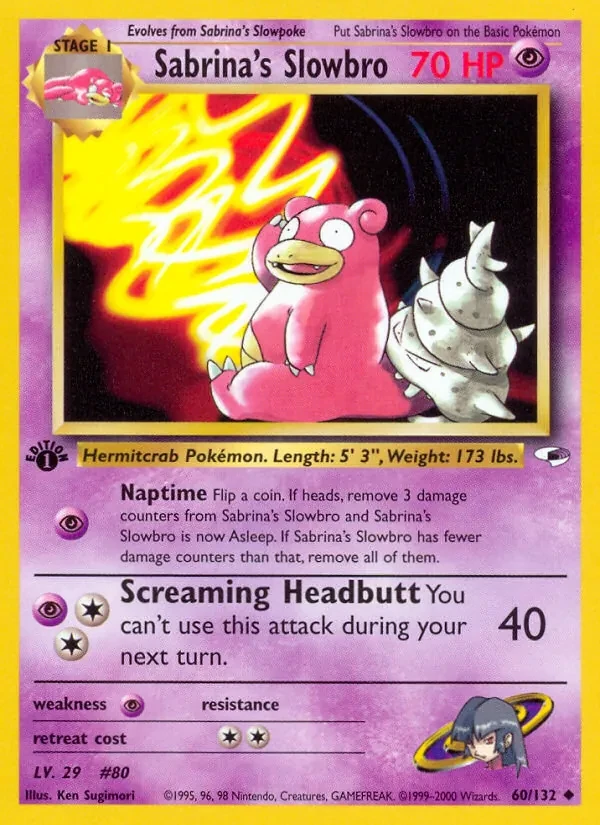 Sabrina's Slowbro 60/132 Gym Heroes Pokémon card