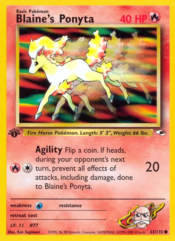 Blaine's Ponyta 63/132 Gym Heroes Pokémon card