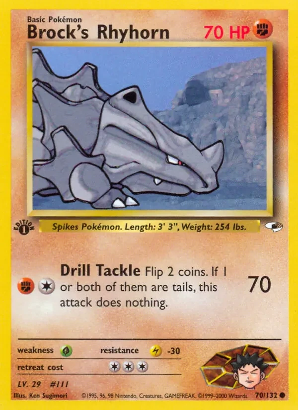 Brock's Rhyhorn 70/132 Gym Heroes Pokémon card