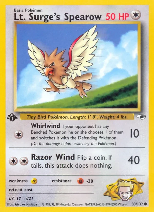 Lt. Surge's Spearow 83/132 Gym Heroes Pokémon card