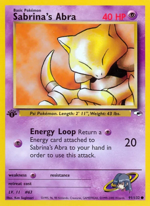 Sabrina's Abra 91/132 Gym Heroes Pokémon card