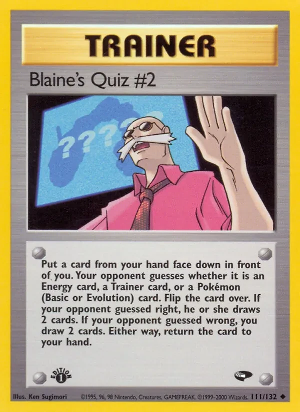 Blaine's Quiz #2 111/132 Gym Challenge Pokémon kaart