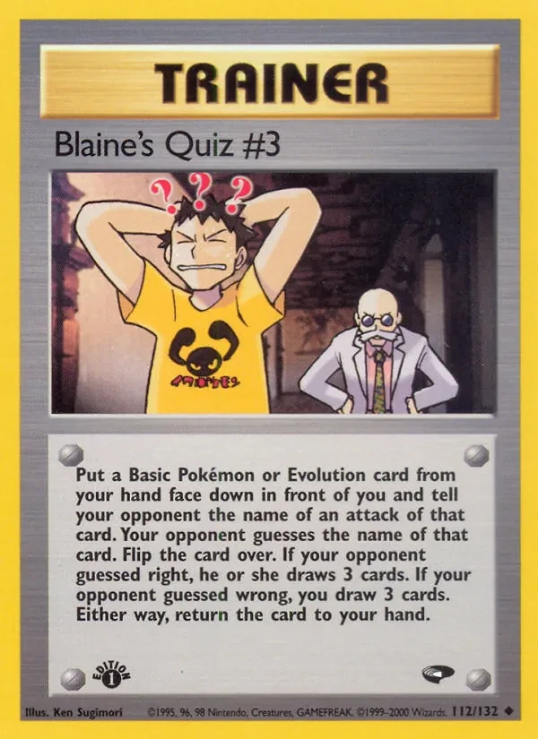 Blaine's Quiz #3 112/132 Gym Challenge Pokémon Karte