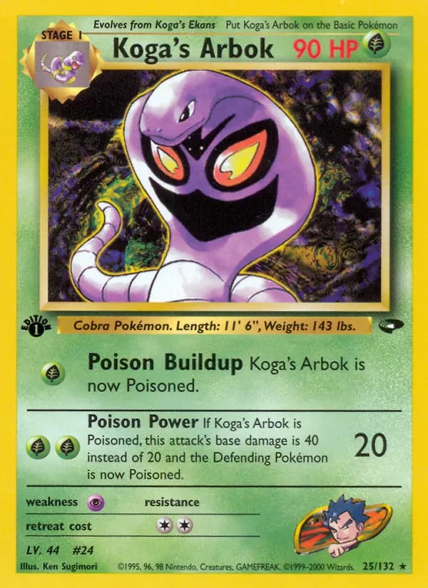 Koga's Arbok 25/132 Gym Challenge Pokémon card