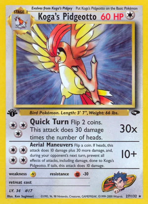 Koga's Pidgeotto 27/132 Gym Challenge Pokémon card