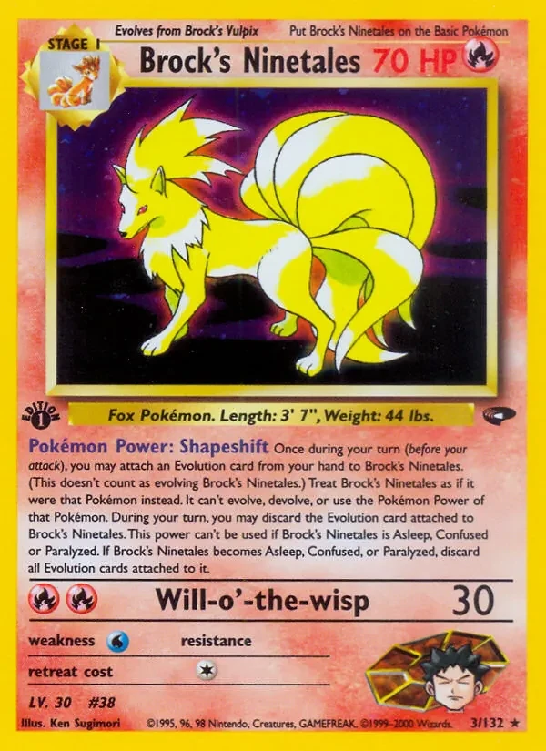 Brock's Ninetales 3/132 Gym Challenge Pokémon Karte