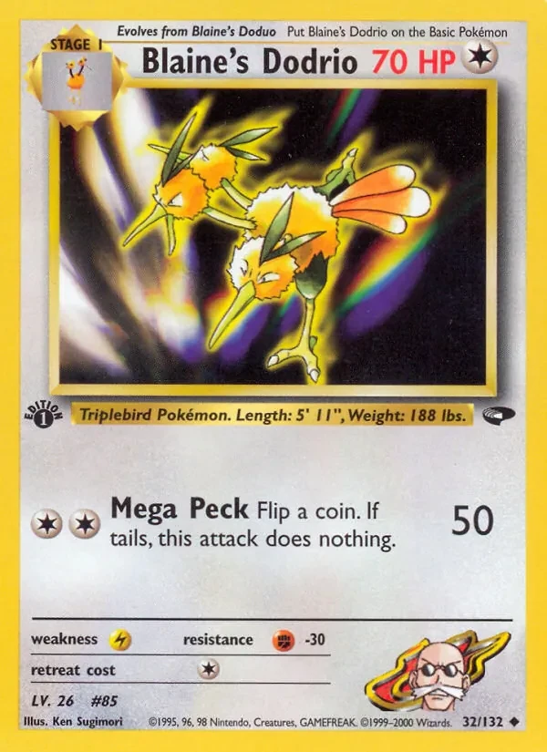 Blaine's Dodrio 32/132 Gym Challenge Pokémon Karte