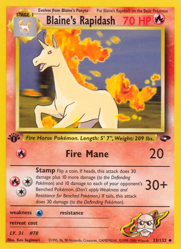 Blaine's Rapidash 33/132 Gym Challenge Pokémon Karte