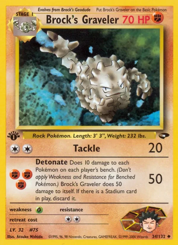 Carte Pokémon Brock's Graveler 34/132 Gym Challenge