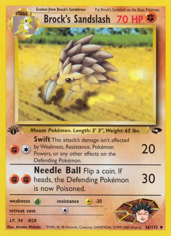 Brock's Sandslash 36/132 Gym Challenge Pokémon card
