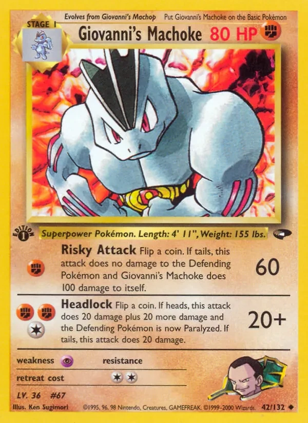 Giovanni's Machoke 42/132 Gym Challenge Pokémon card
