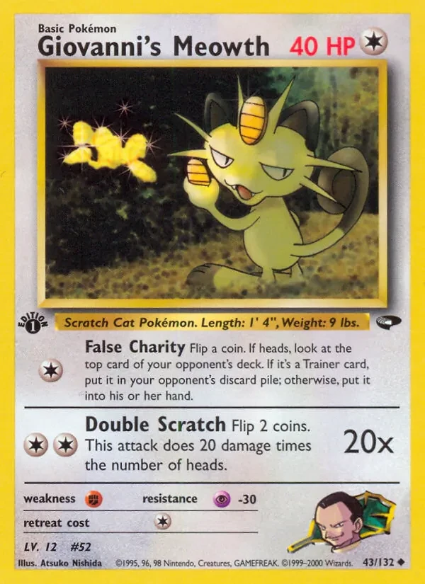Giovanni's Meowth 43/132 Gym Challenge Pokémon card