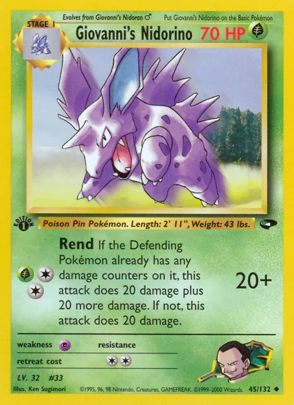 Giovanni's Nidorino 45/132 Gym Challenge Pokémon Karte
