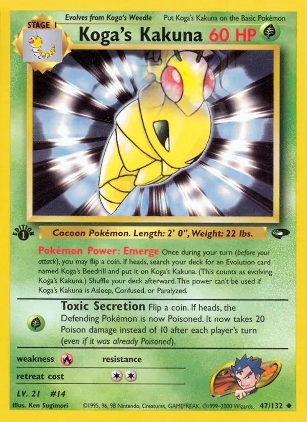 Koga's Kakuna 47/132 Gym Challenge Pokémon kaart