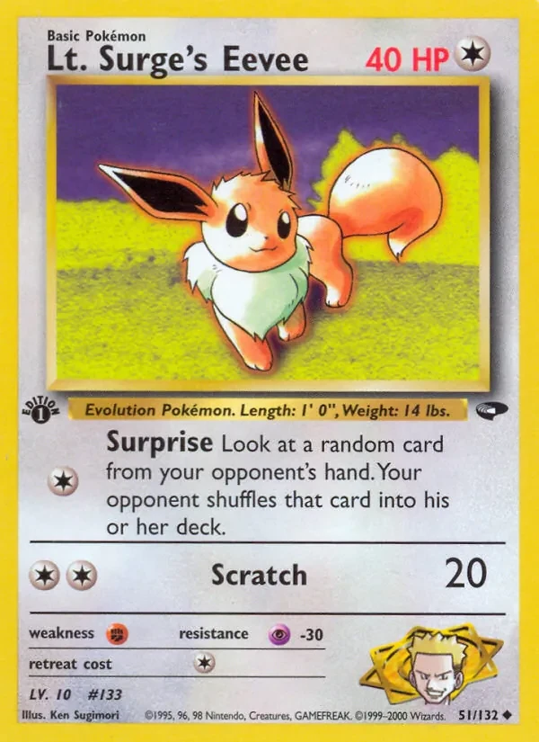 Lt. Surge's Eevee 51/132 Gym Challenge Pokémon card