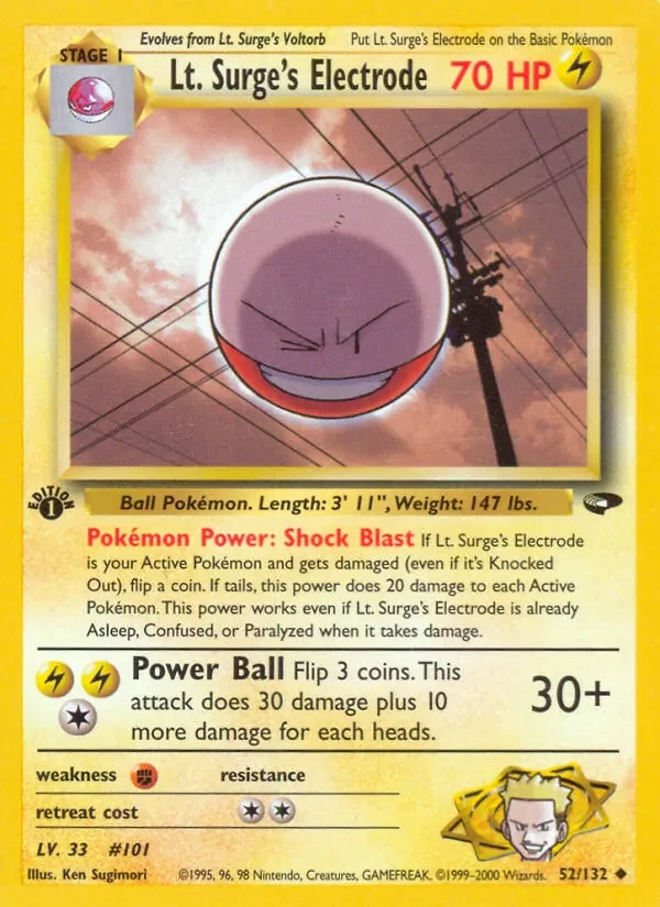 Lt. Surge's Electrode 52/132 Gym Challenge Pokémon card