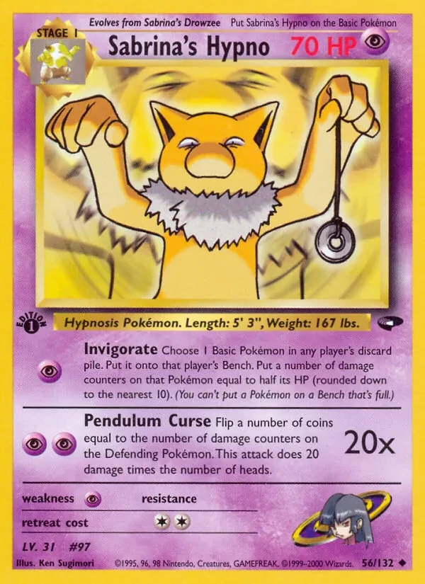 Sabrina's Hypno 56/132 Gym Challenge Pokémon card
