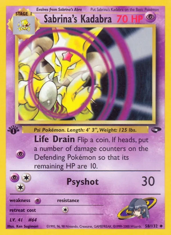 Sabrina's Kadabra 58/132 Gym Challenge Pokémon card